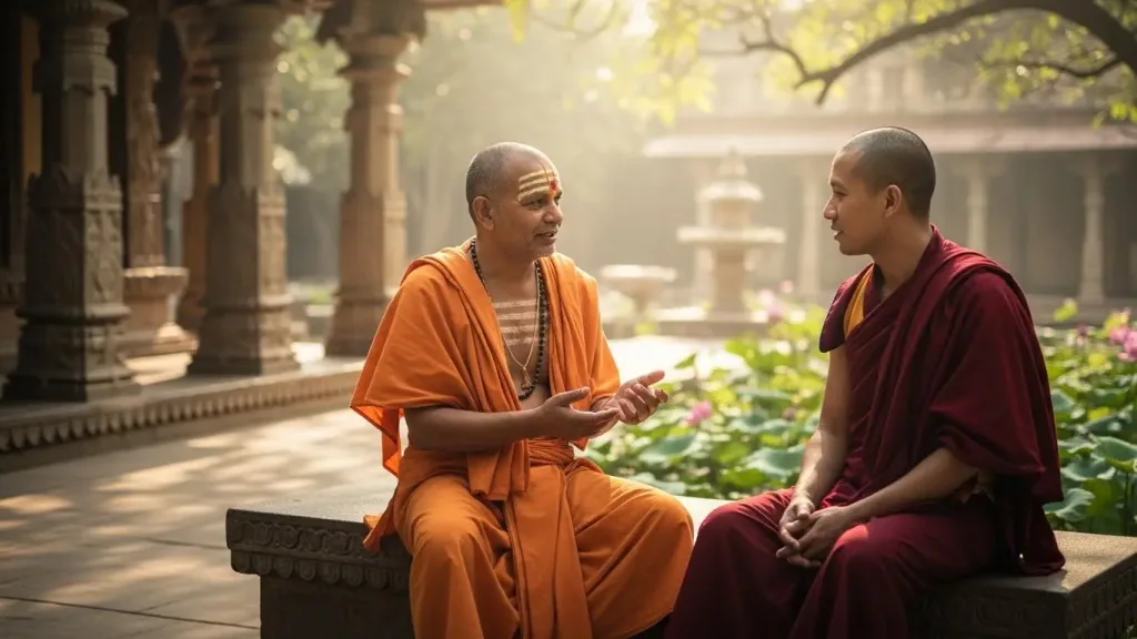 Hindu Priest and a Buddhist Monk